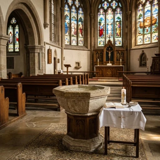 Understanding Lutheran Beliefs About Baptism: Means of Grace, Infant Rite, and Faith 1 Lutheran baptismal font and sacrament (AI Generated Image)